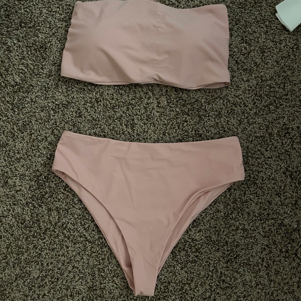 Strapless pink shein swimsuit